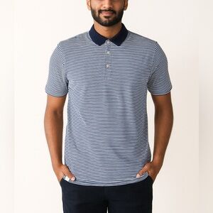 Peter Millar Striped Navy Collared Polo Shirt XXL